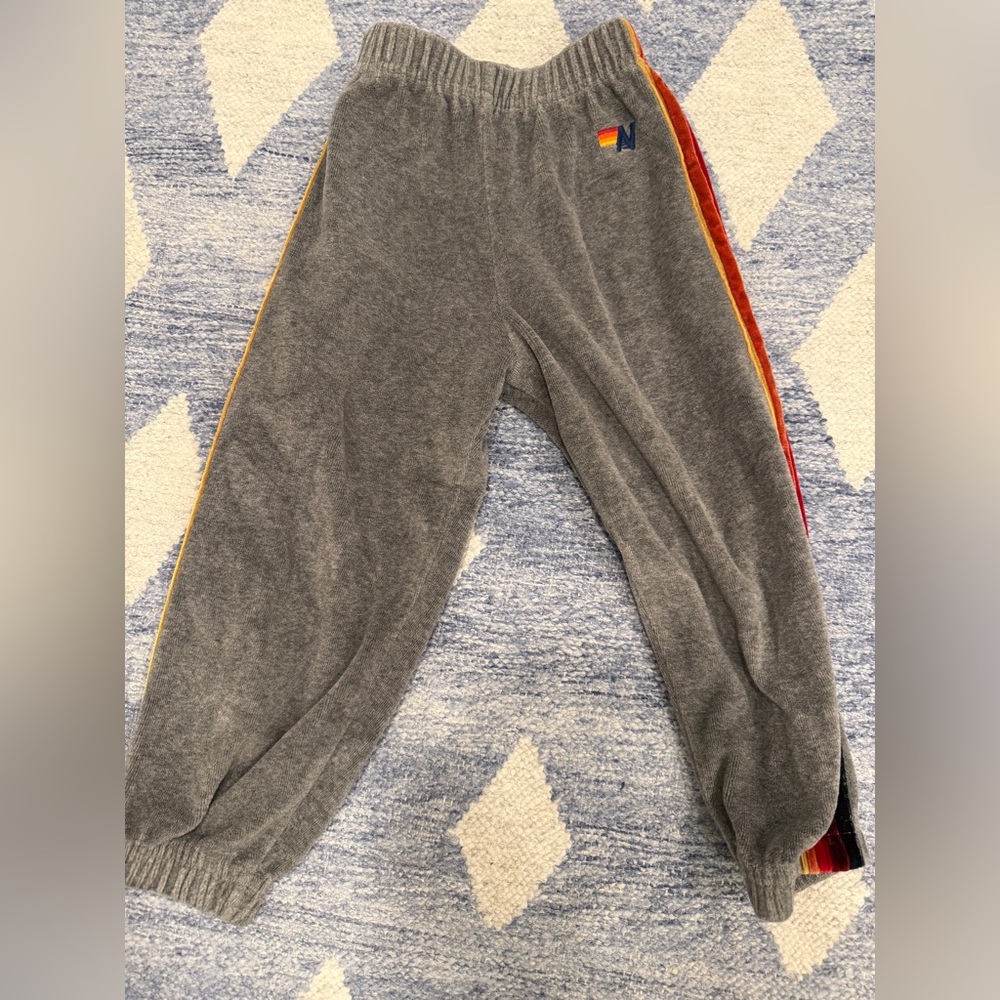 Aviator Nation Gray Sweatpants with Rainbow Stripe Kids 4T Boys Girls